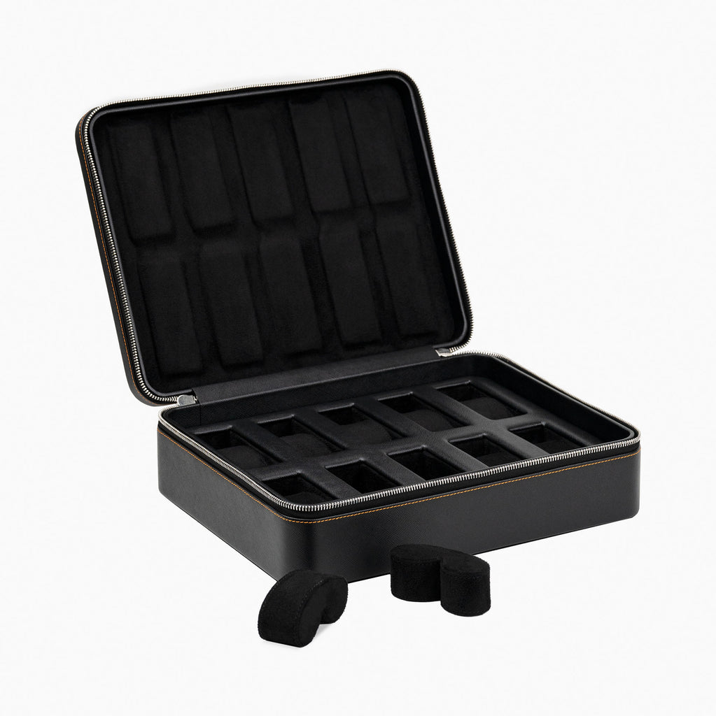 Black Saffiano Watch Box – 10 Watches