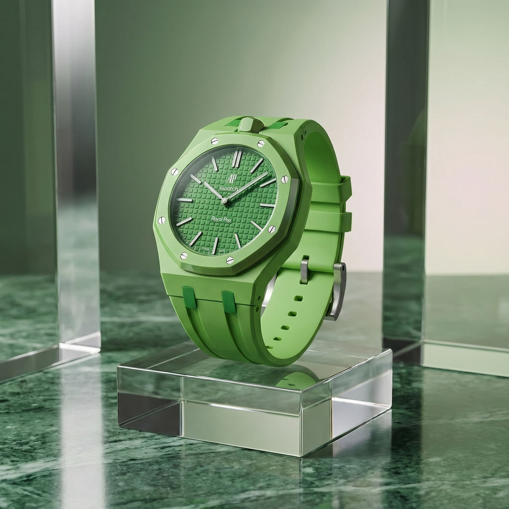 Rubber Strap & Case for AP X Swatch Royal Pop Green Eight