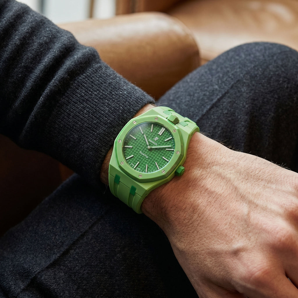 Rubber Strap & Case for AP X Swatch Royal Pop Green Eight