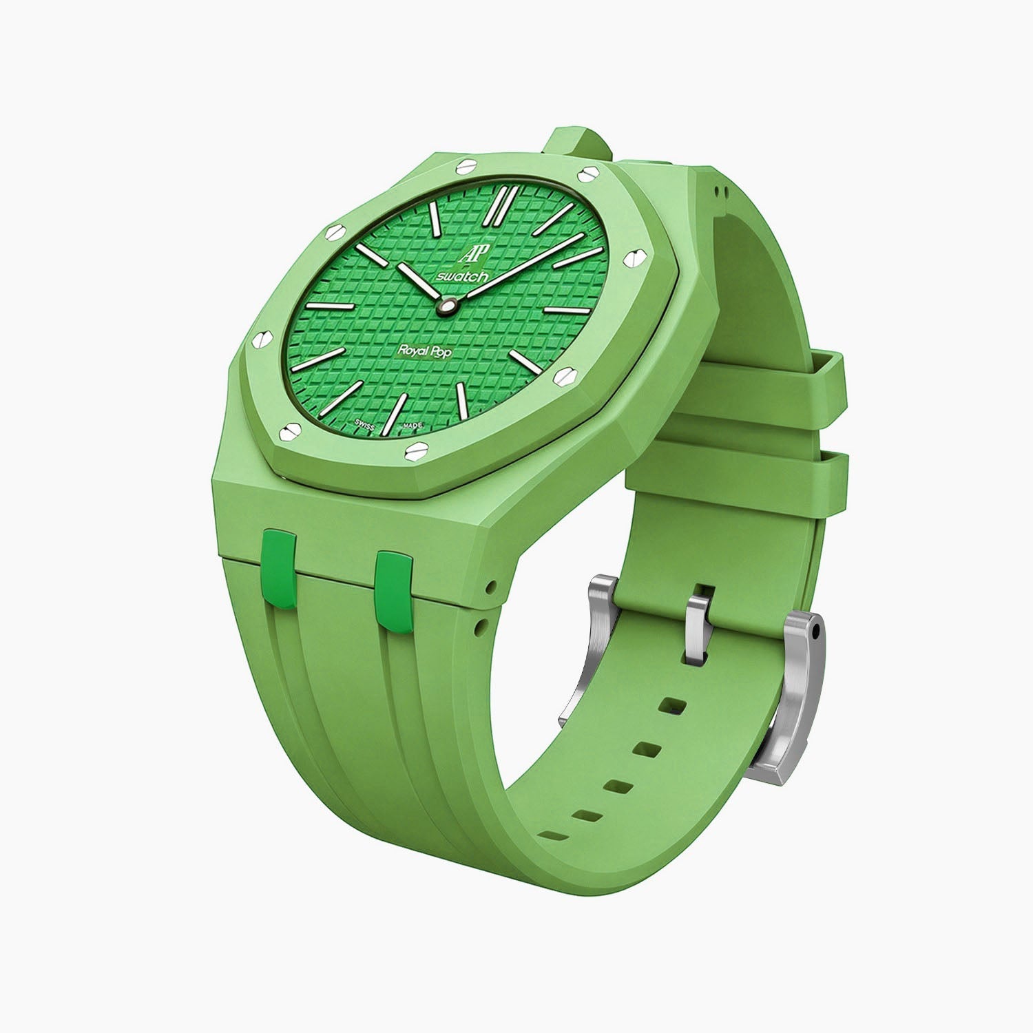 Rubber Strap & Case for AP X Swatch Royal Pop Green Eight