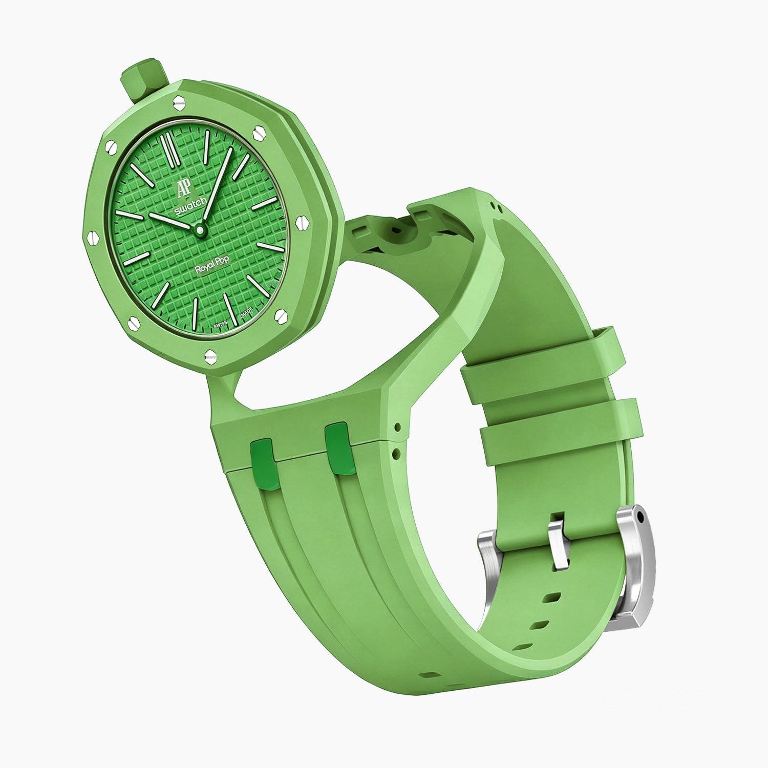 Rubber Strap & Case for AP X Swatch Royal Pop Green Eight