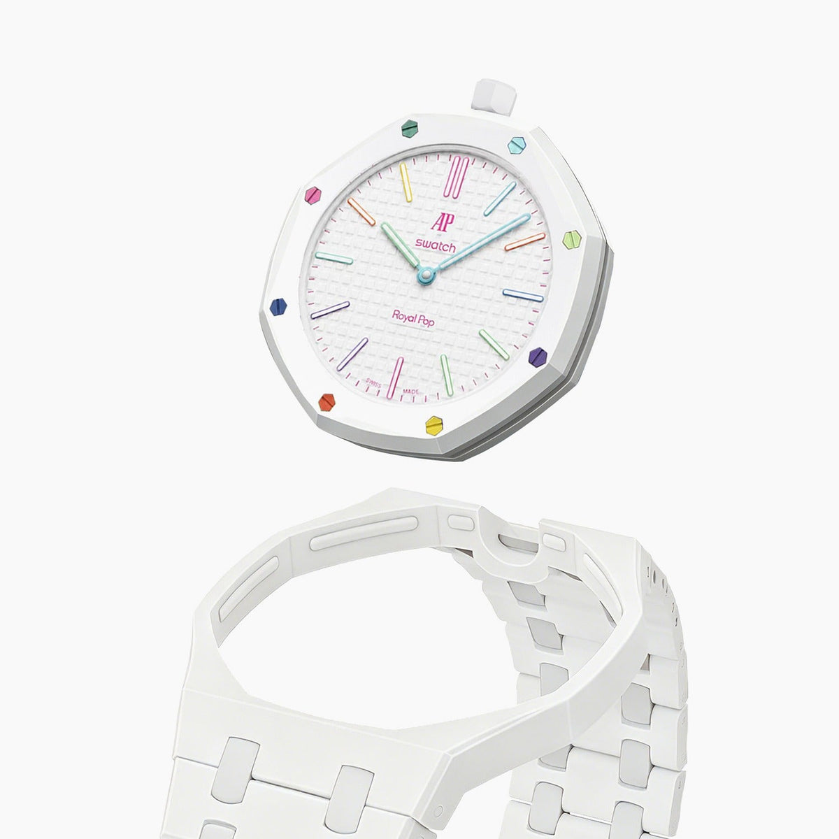Bioceramic Strap & Case for AP X Swatch Royal Pop Huit Blanc
