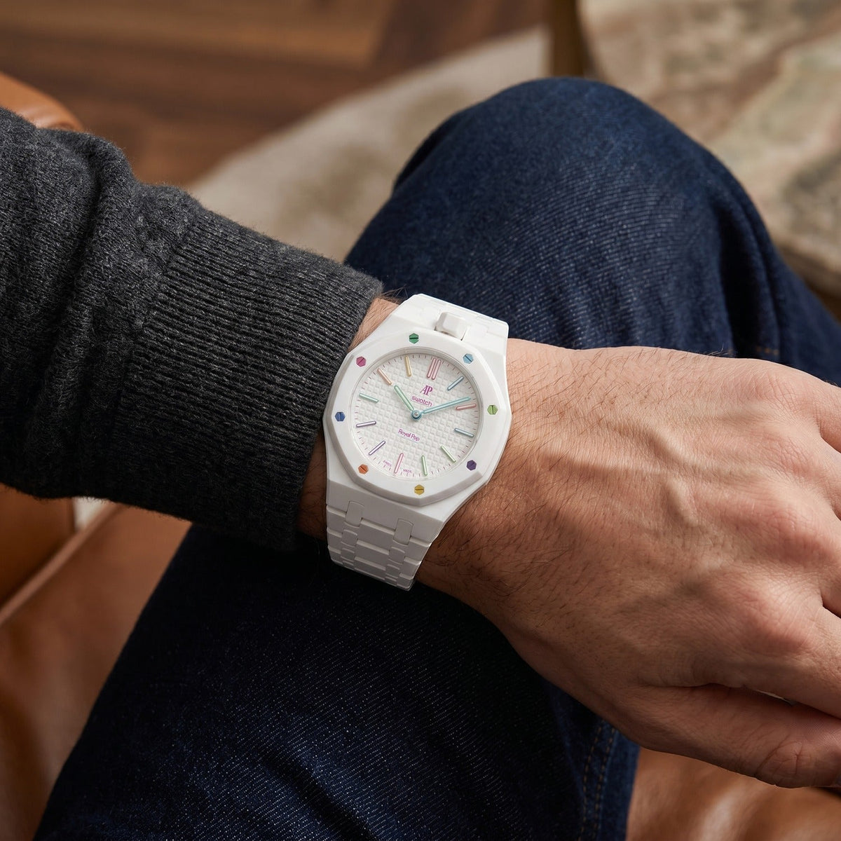 Bioceramic Strap & Case for AP X Swatch Royal Pop Huit Blanc