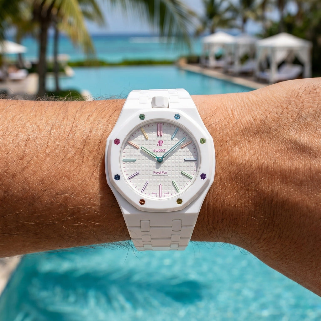 Bioceramic Strap & Case for AP X Swatch Royal Pop Huit Blanc