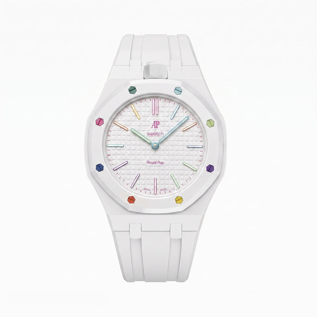 Rubber Strap & Case for AP X Swatch Royal Pop Huit Blanc
