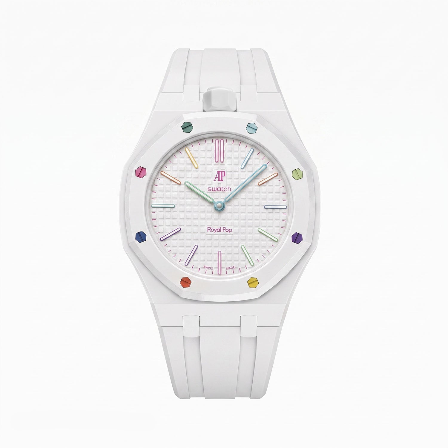 Rubber Strap & Case for AP X Swatch Royal Pop Huit Blanc