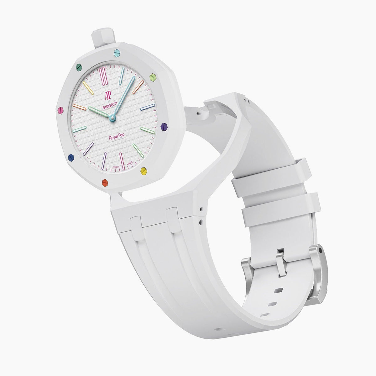 Rubber Strap & Case for AP X Swatch Royal Pop Huit Blanc