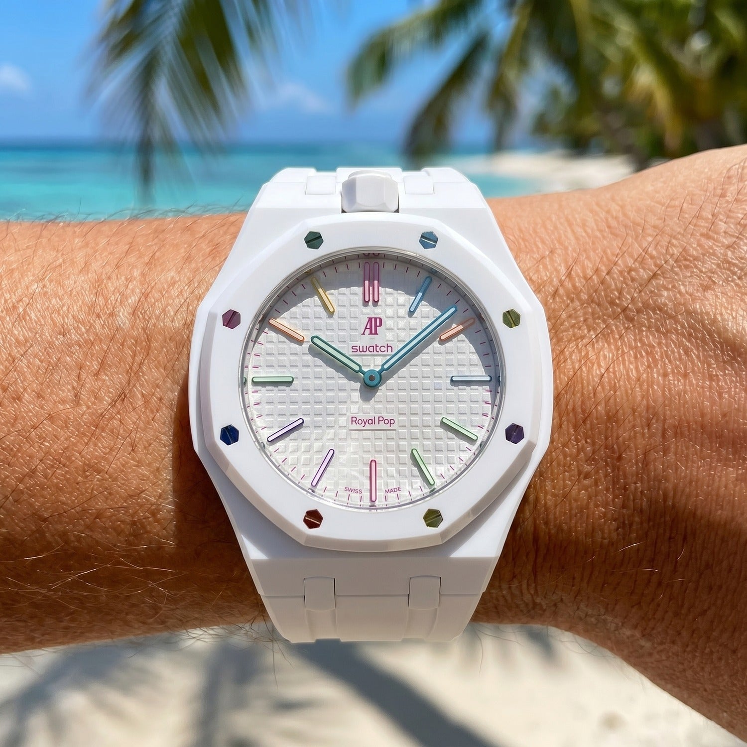 Rubber Strap & Case for AP X Swatch Royal Pop Huit Blanc
