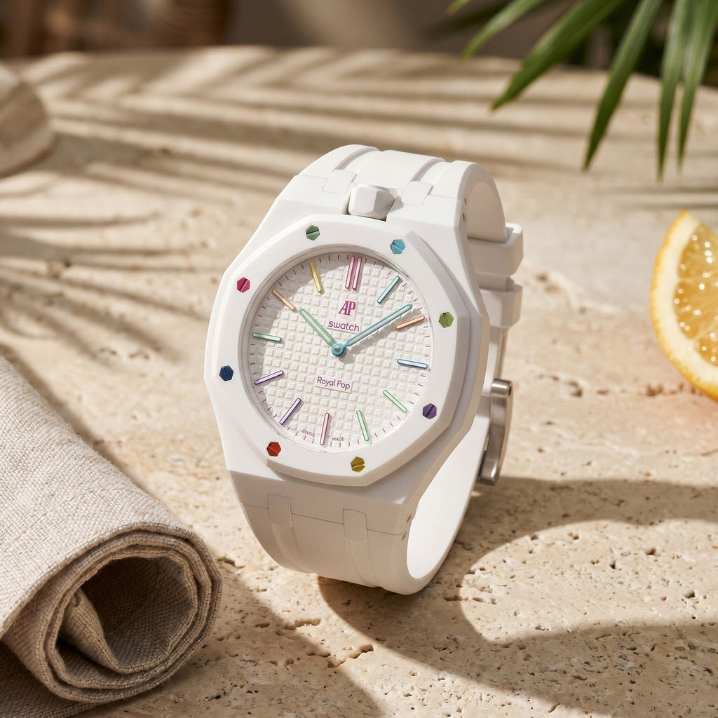 Rubber Strap & Case for AP X Swatch Royal Pop Huit Blanc