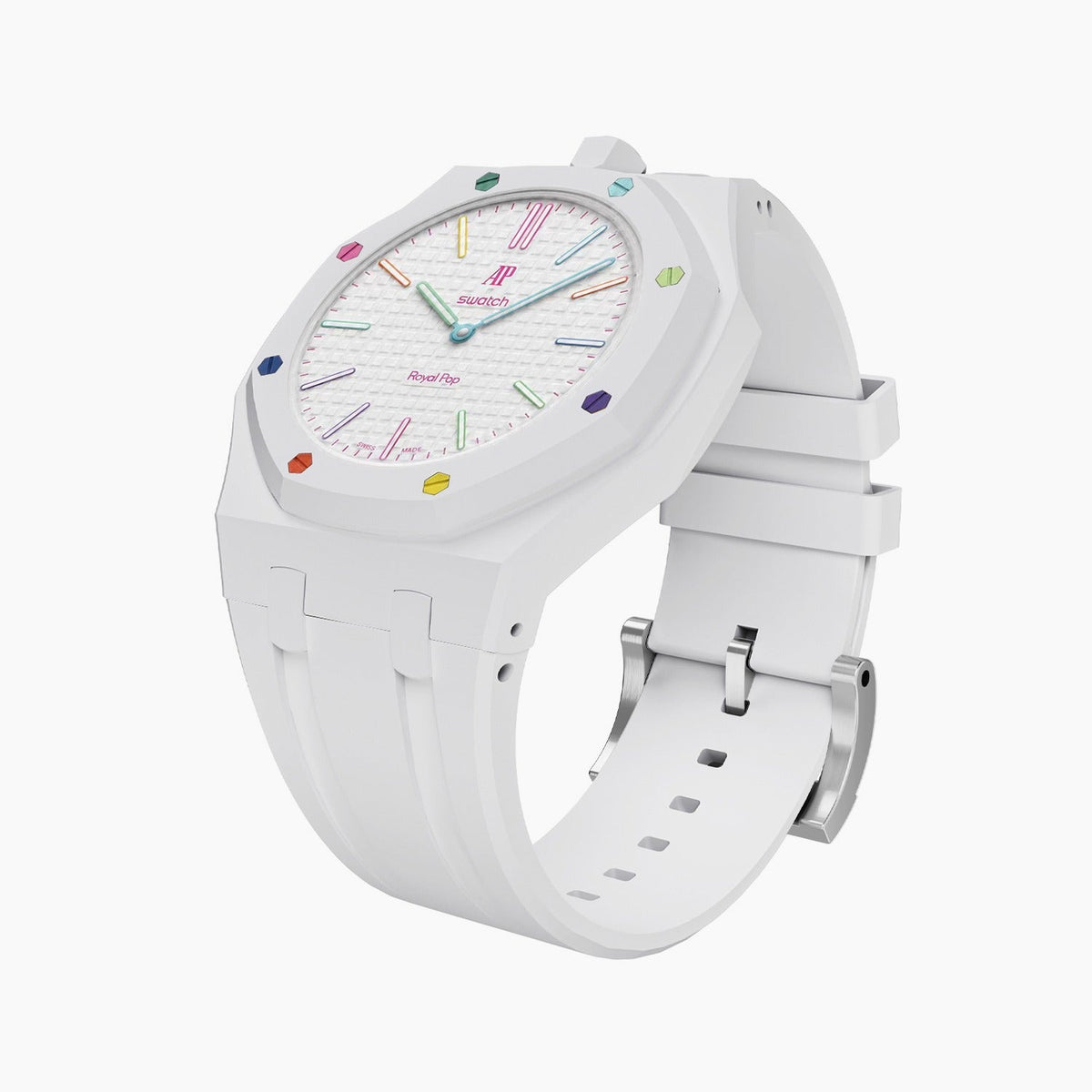 Rubber Strap & Case for AP X Swatch Royal Pop Huit Blanc