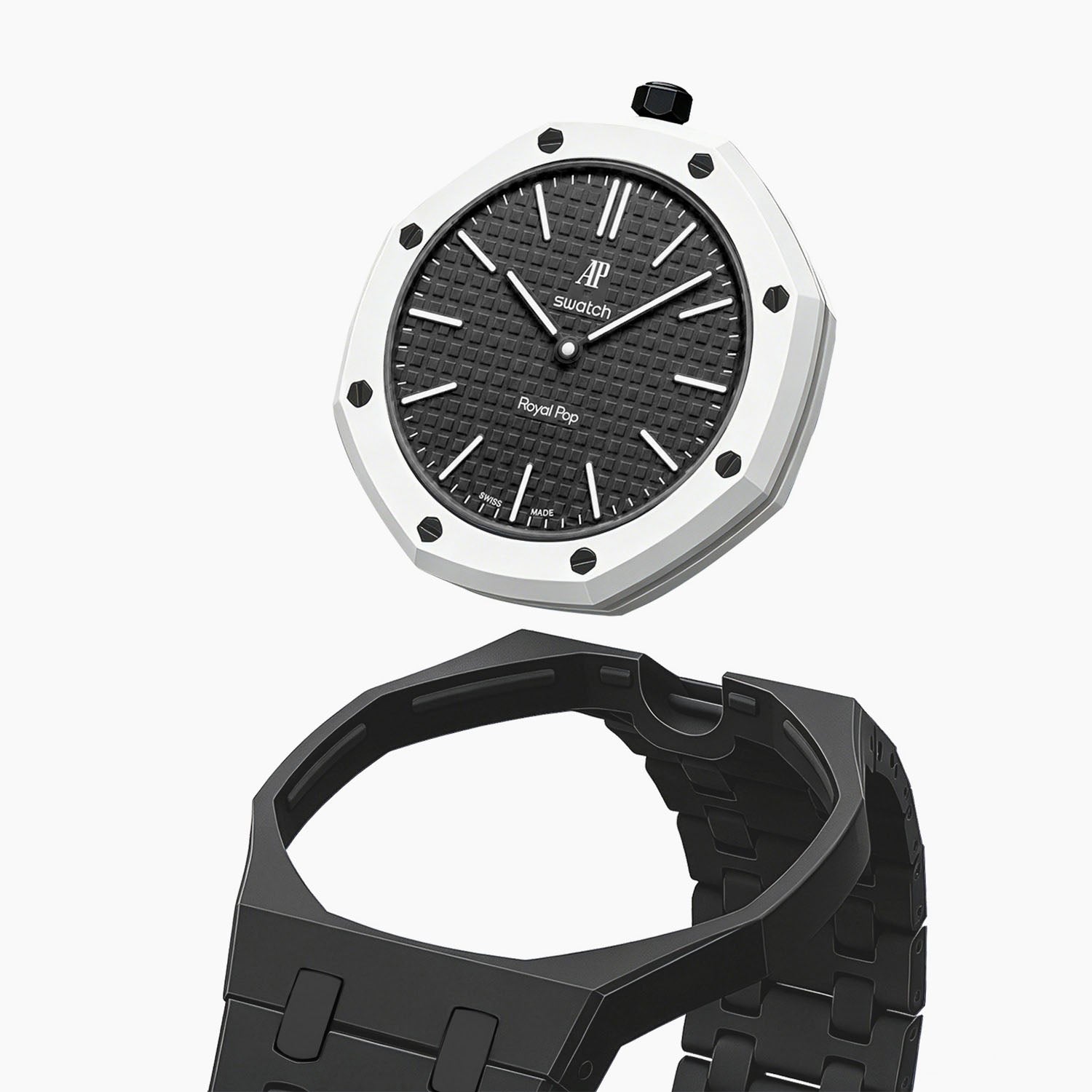 Bioceramic Strap & Case for AP X Swatch Royal Pop Ocho Negro
