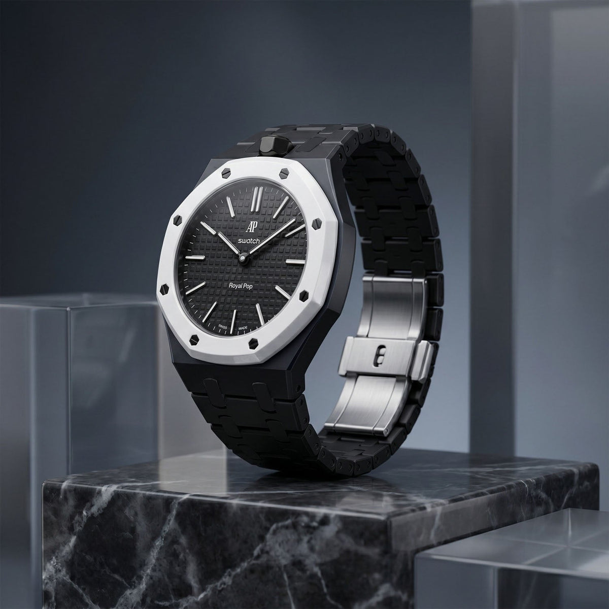 Bioceramic Strap & Case for AP X Swatch Royal Pop Ocho Negro
