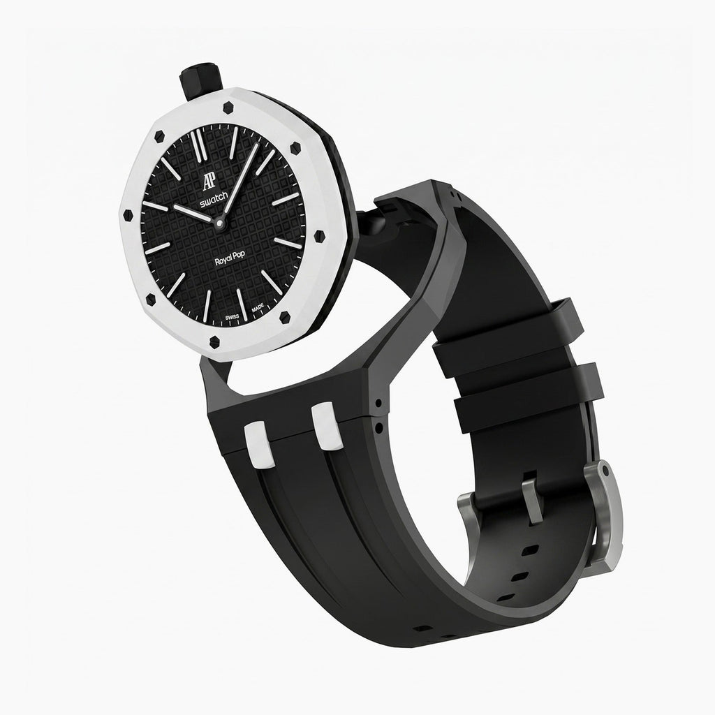 Rubber Strap & Case for AP X Swatch Royal Pop Ocho Negro