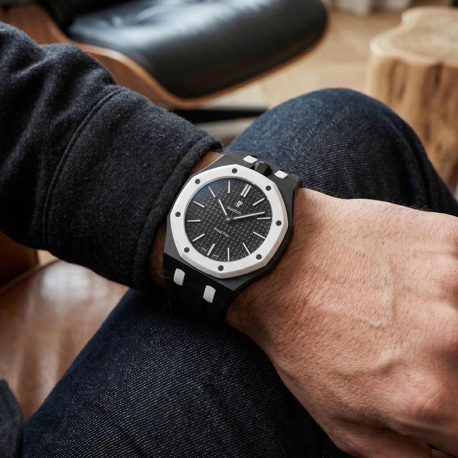 Rubber Strap & Case for AP X Swatch Royal Pop Ocho Negro