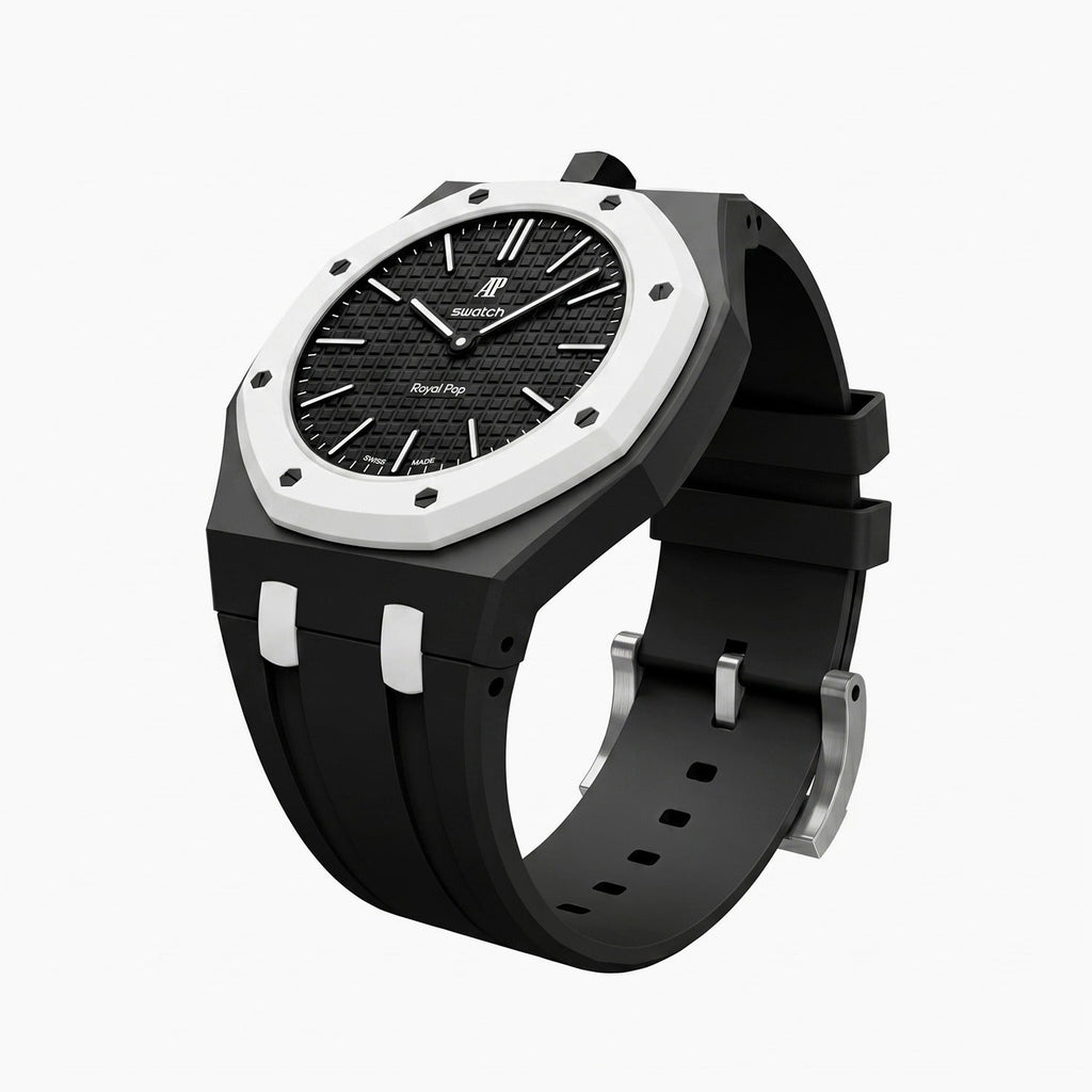 Rubber Strap & Case for AP X Swatch Royal Pop Ocho Negro
