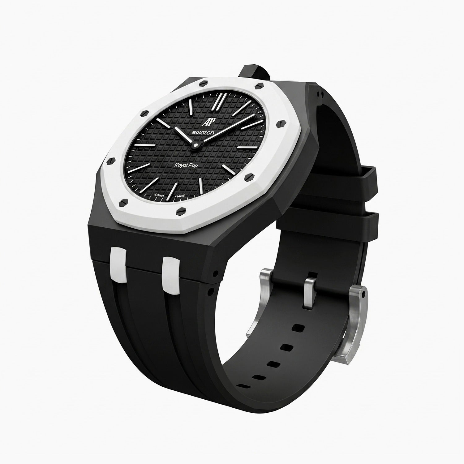 Rubber Strap & Case for AP X Swatch Royal Pop Ocho Negro