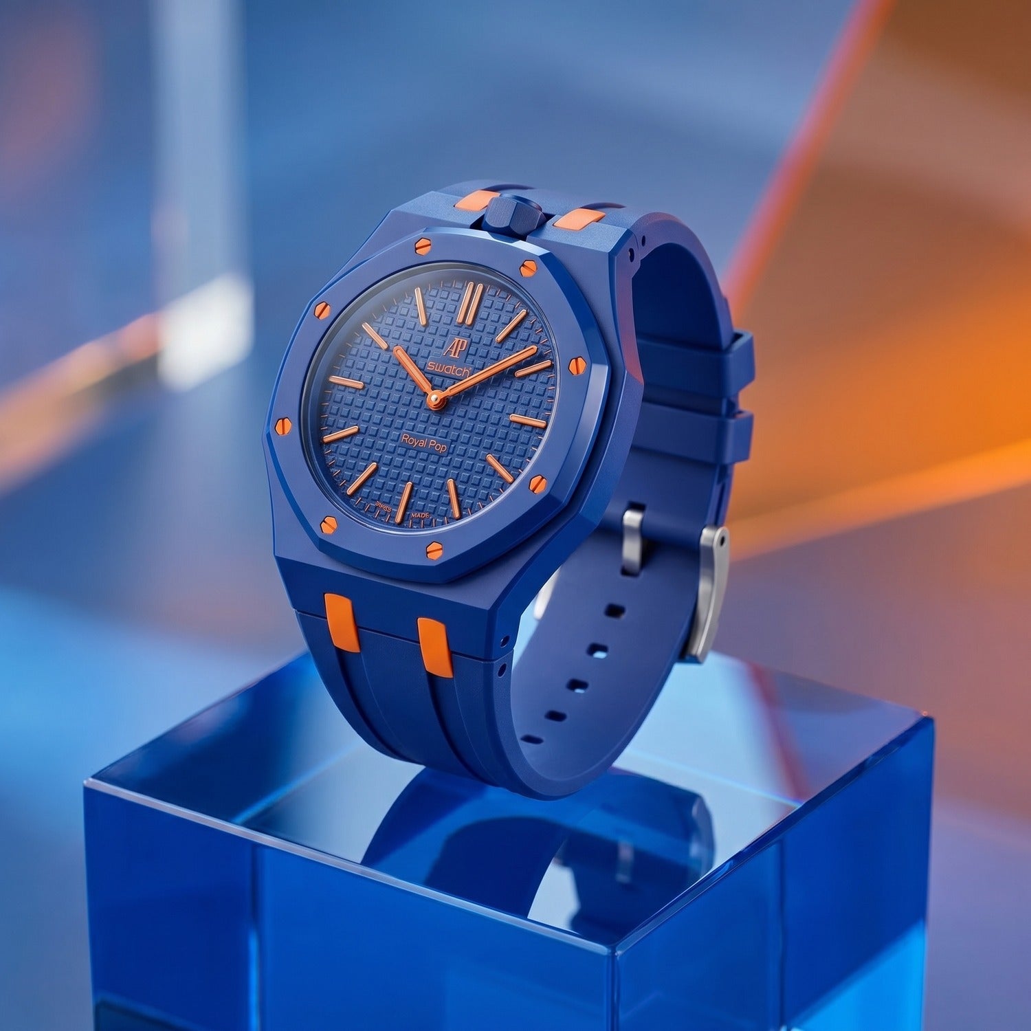 Rubber Strap & Case for AP X Swatch Royal Pop Orenji Hachi