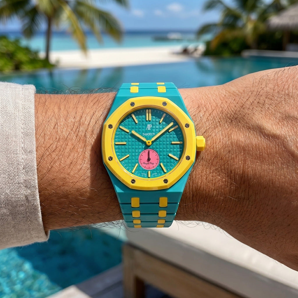 Bioceramic Strap & Case for AP X Swatch Royal Pop OTG Roz Teal