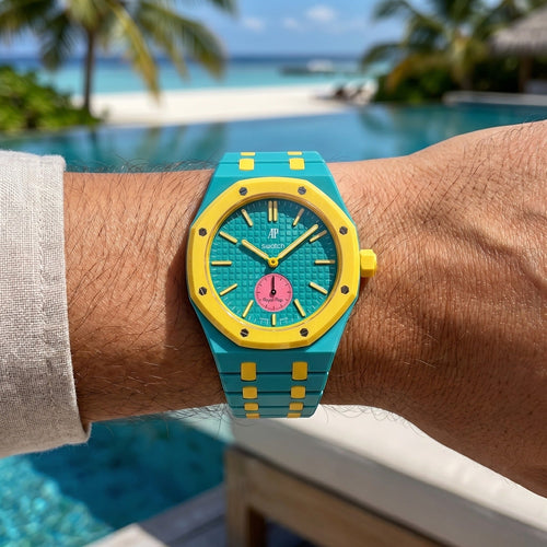 Bioceramic Strap & Case for AP X Swatch Royal Pop OTG Roz Teal