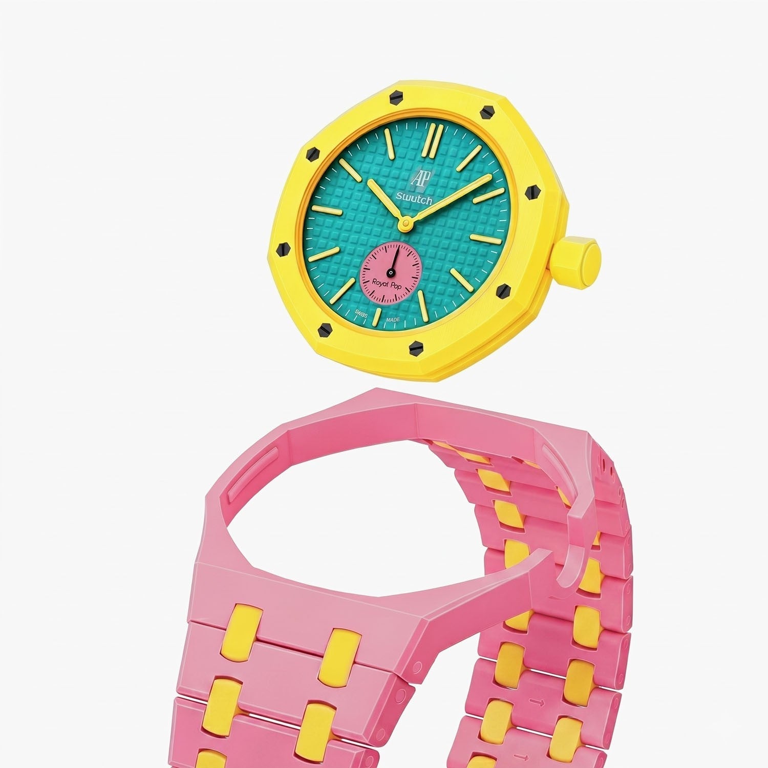 Bioceramic Strap & Case for AP X Swatch Royal Pop OTG Roz Pink