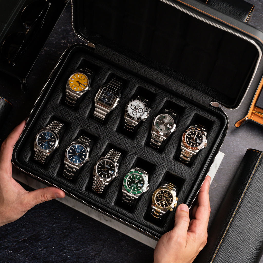 Black Saffiano Watch Box – 10 Watches
